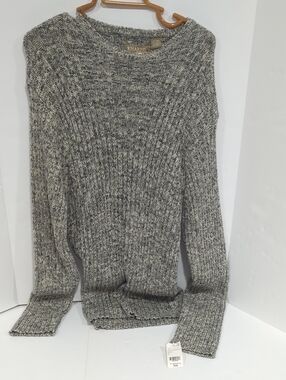 Khaki Gray Marled Knit Sweater